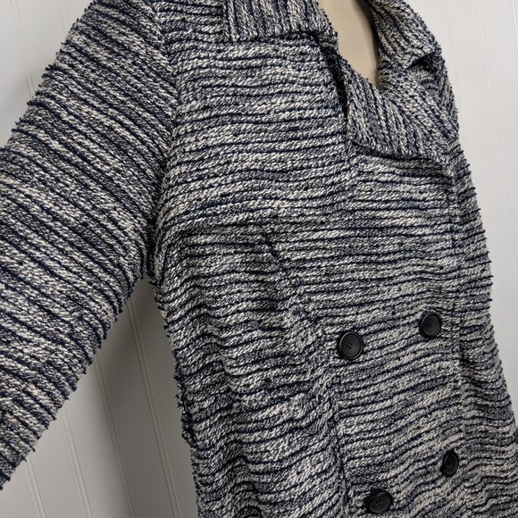 Mystree Navy Marled Double Breast Sweater Coat ML - Picture 5 of 16
